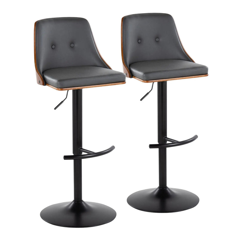 Gianna - Mid Century Modern Adjustable Barstool, Swivel With Rounded T Footrest (Set of 2) by Unique Piece Furniture