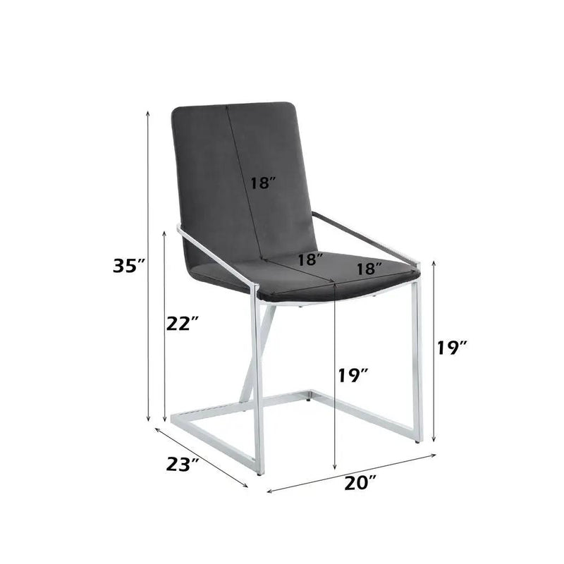 Zlatan - Side Chair (Set of 2) - Gray Velvet & Chrome by Unique Piece Furniture