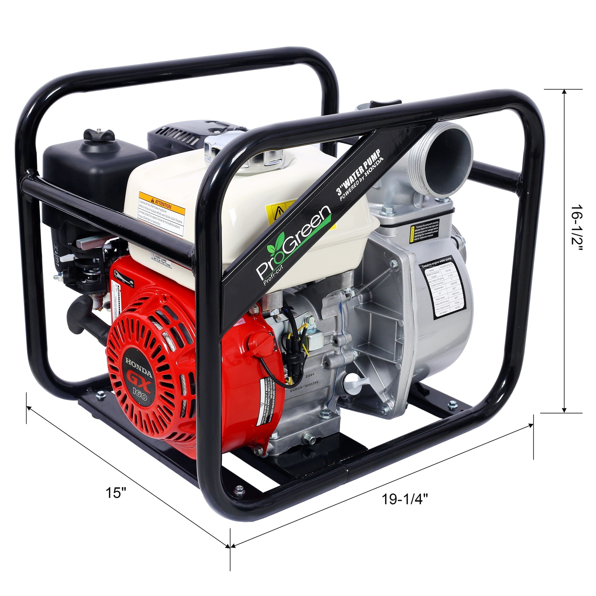 Honda - Gx160 Engine Water Pump 3" 264Gpm With 3In Npt Coupler - Black / Red by HouseOfZazla