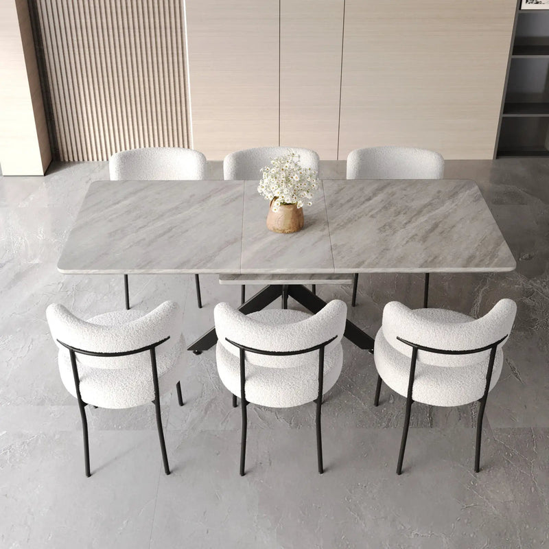 Extendable Dining Table Set With Curved Backrest Upholstered Chairs by HouseOfZazla