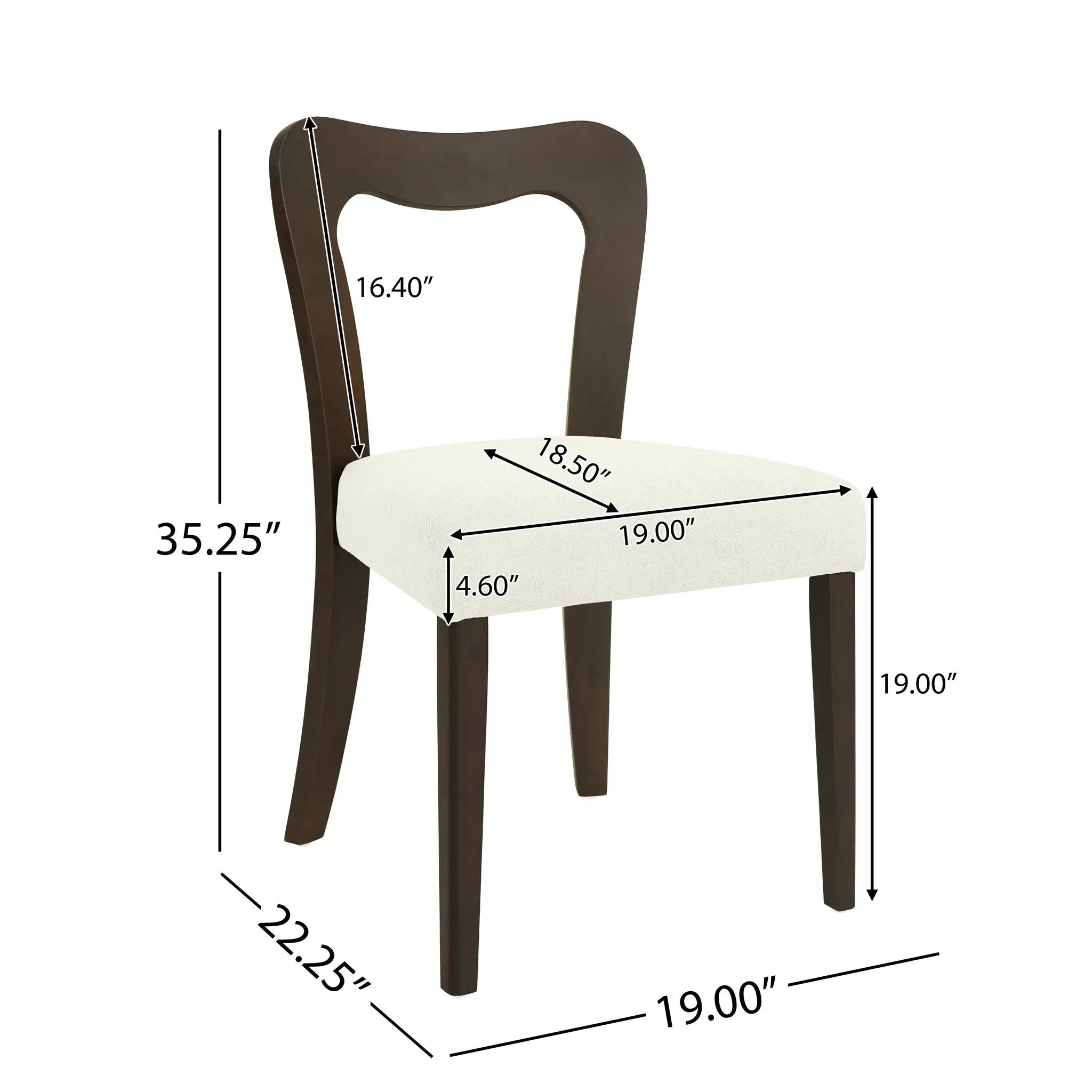 Dining Chair Without Arm Set of 2 (Dark Brown + Beige) by HouseOfZazla
