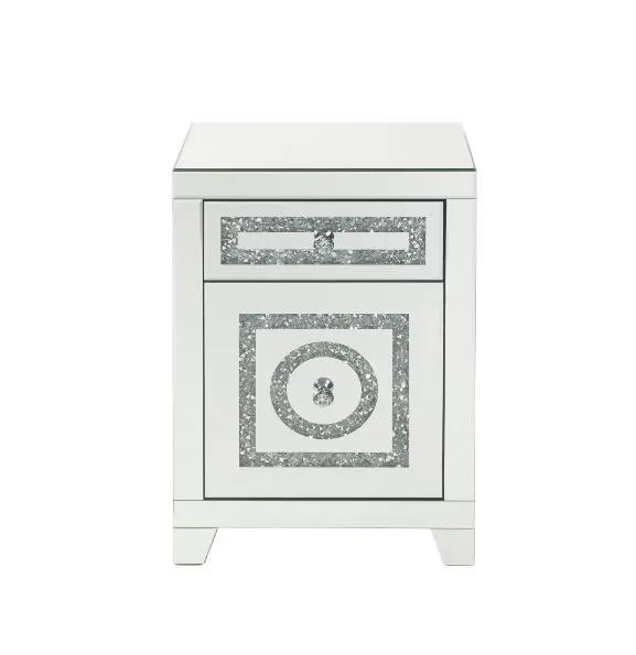 Noralie - 26"H Accent Table With Storage Drawers - Mirrored & Faux Diamonds by Unique Piece Furniture