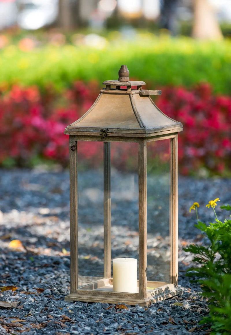 Candle Lantern Decorative, Hurricane Lantern Holder Decor For Indoor Outdoor, Home Garden Wedding - Ivory by HouseOfZazla
