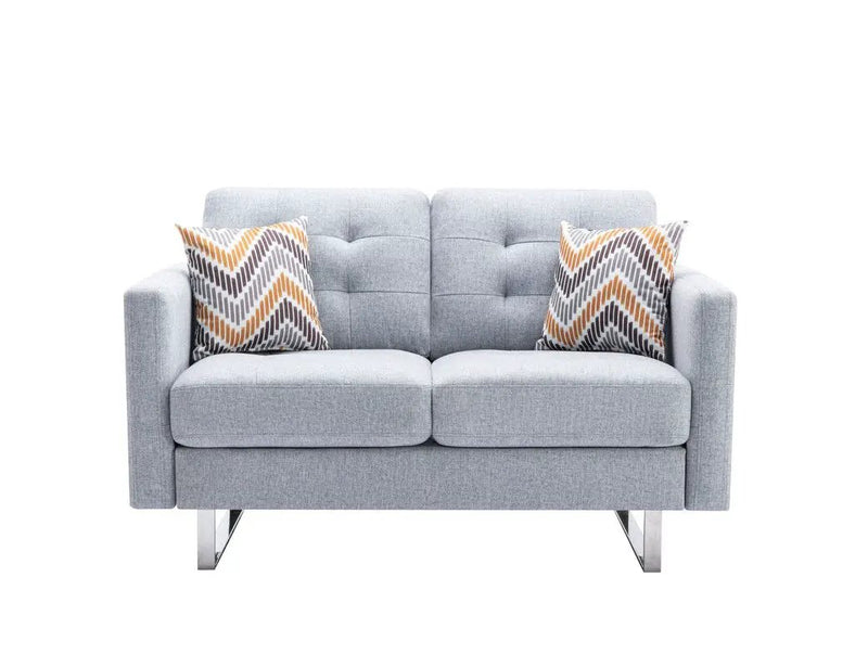 Victoria - Fabric Loveseat With Metal Legs, Side Pockets, And Pillows by HouseOfZazla