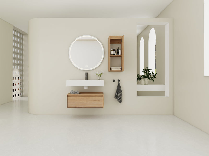30-Inch Wall-Mounted Bathroom Vanity with Resin Sink and Side Cabinet by HouseOfZazla