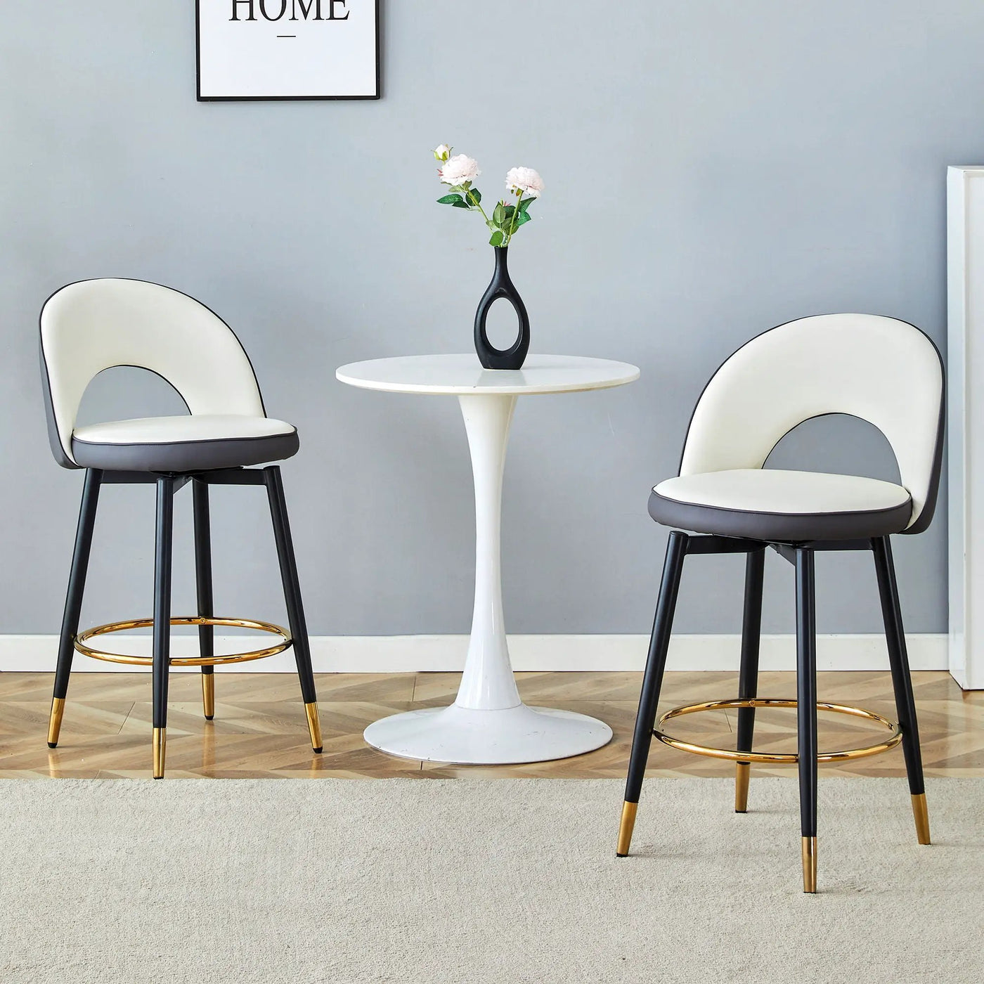 Upholstered Rotatable Bar Chair With Metal Legs For Dining Room by Unique Piece Furniture