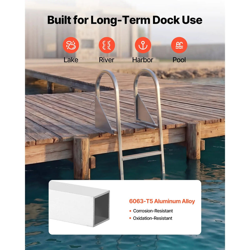 Flip-Up Dock Ladder, 4-Step, Heavy-Duty Aluminum Alloy Pontoon Boat Swim Ladder by HouseOfZazla