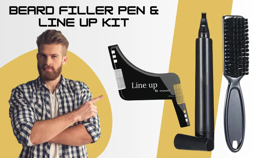 Beard Filler Pen and Beard Shaper for Men Beard Lineup Tool for Grooming Beard Guide Shape kit Black Waterproof Pen with Brush Barber Styling Pencil Beard Grooming Kit Barber Accessories, photo 2 of 12