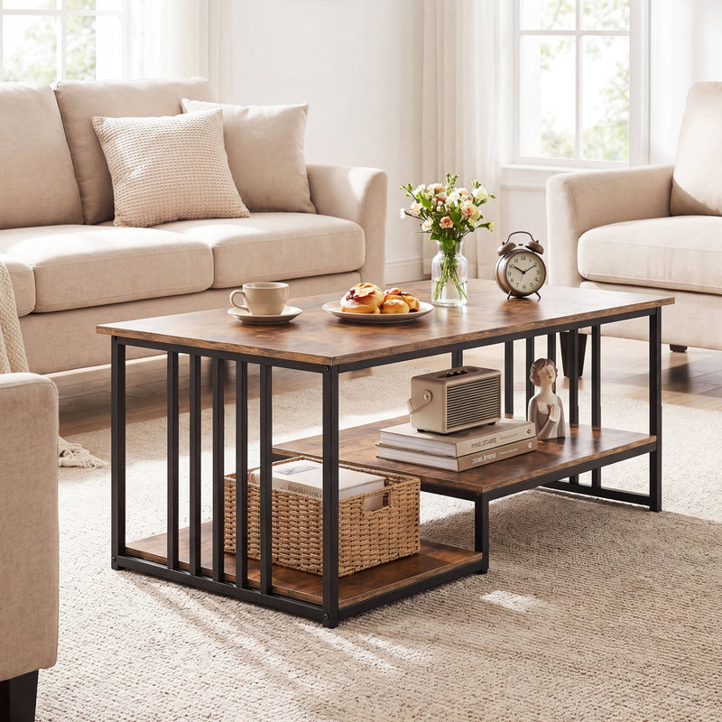 43.5" Coffee Table 2-Tier with Open Storage Shelf by DirectDeals