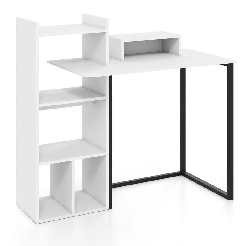 43.5" Computer Desk with Charging Station and Ergonomic Monitor Stand-White by DirectDeals