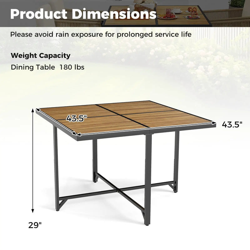 43.5 Inch 4-Person Square Patio Dining Table-Natural by DirectDeals