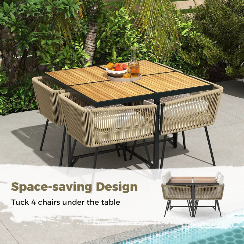 43.5 Inch 4-Person Square Patio Dining Table-Natural by DirectDeals