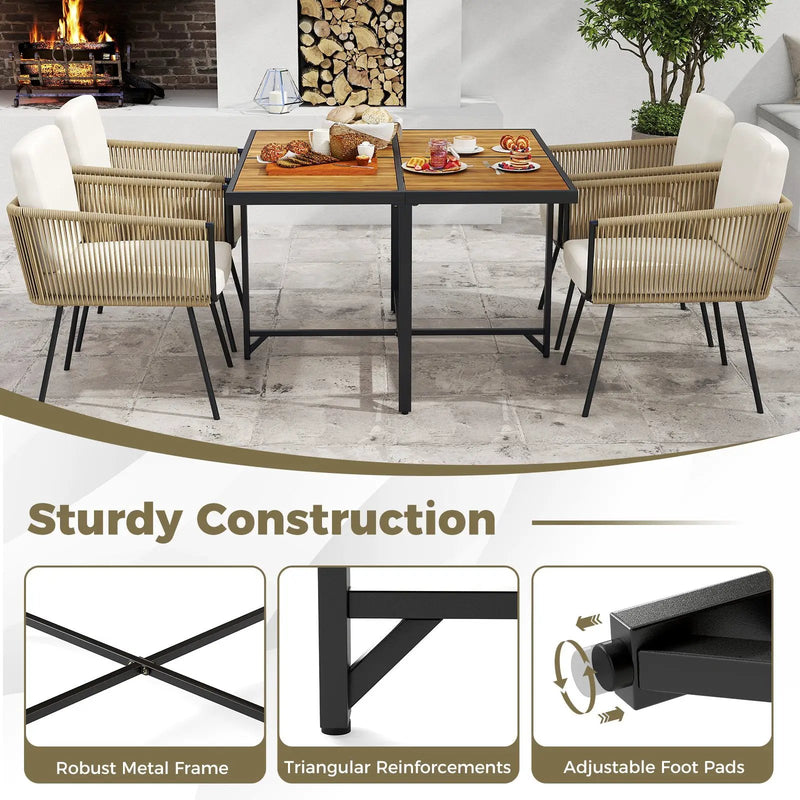 43.5 Inch 4-Person Square Patio Dining Table-Natural by DirectDeals