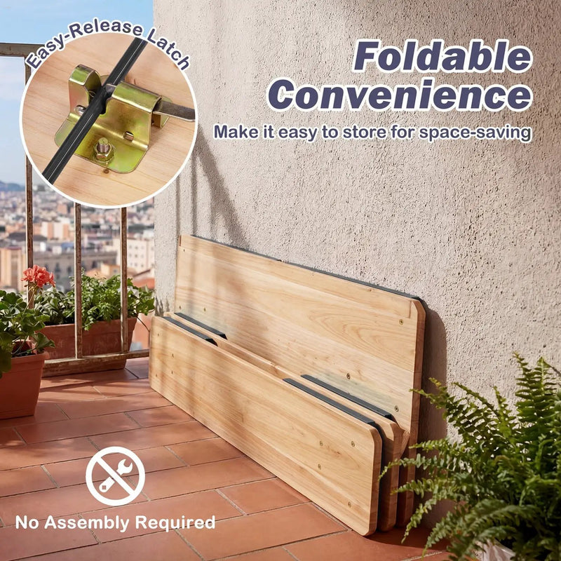 43.5 Inch Folding Kids Picnic Table & Bench Set No Assembly Wooden Toddler Table by DirectDeals