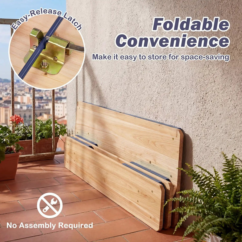 43.5 Inch Folding Kids Picnic Table & Bench Set No Assembly Wooden Toddler Table by DirectDeals
