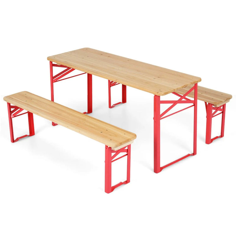 43.5 Inch Folding Kids Picnic Table & Bench Set No Assembly Wooden Toddler Table by DirectDeals