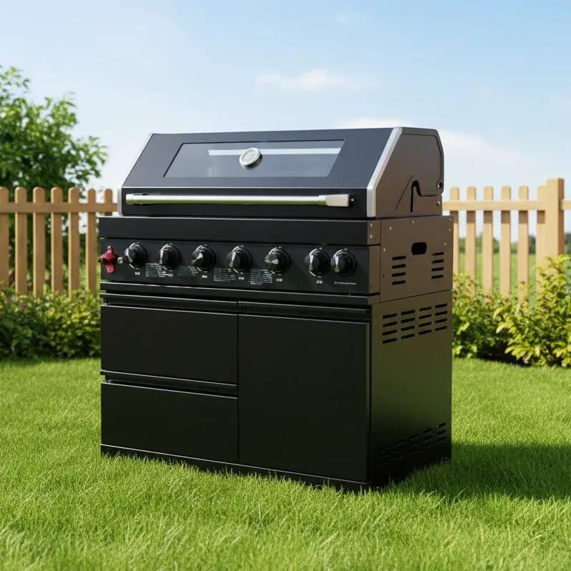 43" 6-Burner Natural NG Black Outdoor Kitchen Island Grill by Chery Industrial