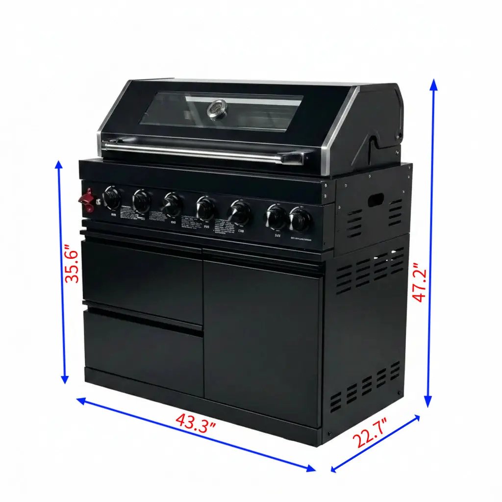 43" Black Six Burners Outdoor Kitchen Island Grill by Chery Industrial