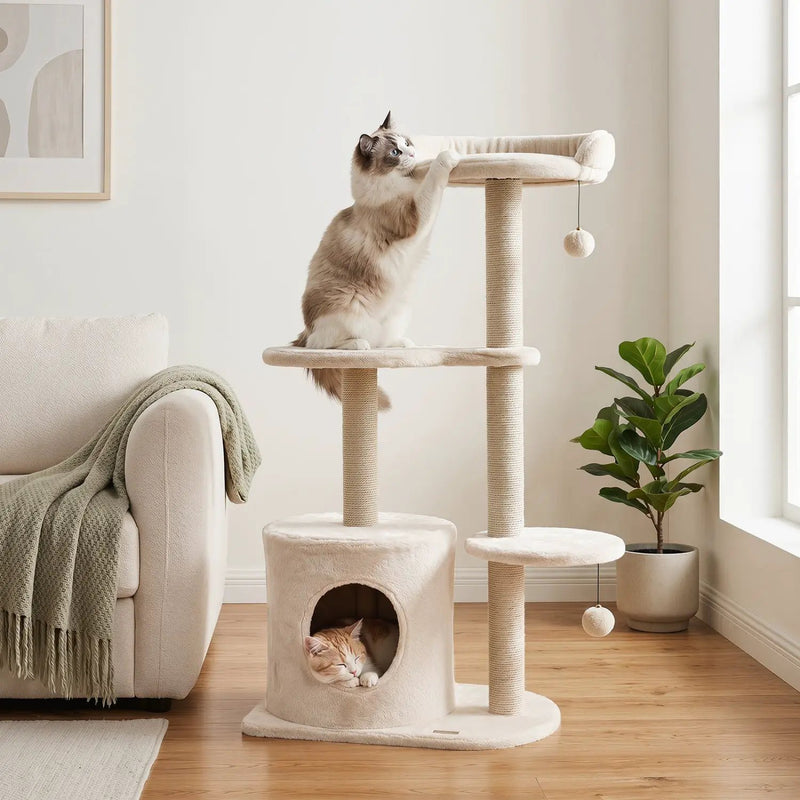 Cat Tree 43" with Condo, Perches & Scratching Posts by DirectDeals