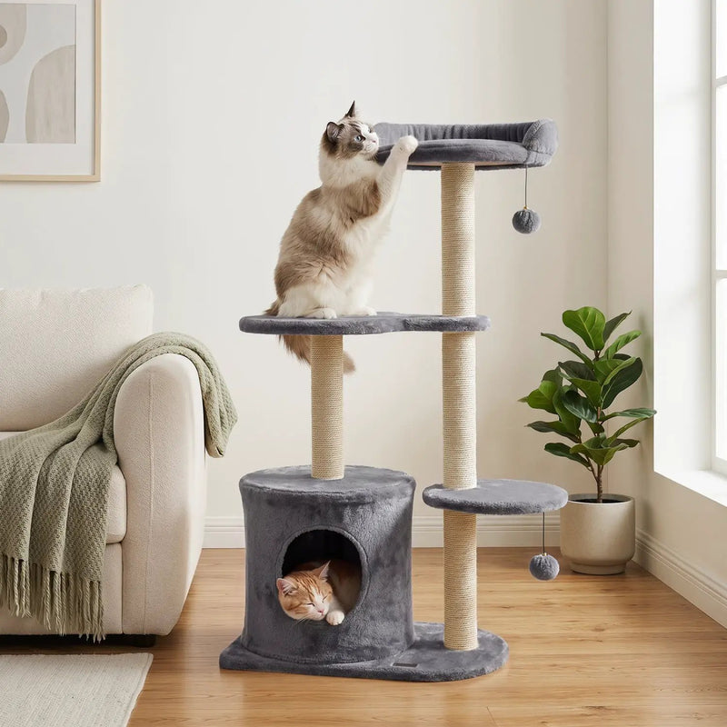 Cat Tree 43" with Condo, Perches & Scratching Posts by DirectDeals