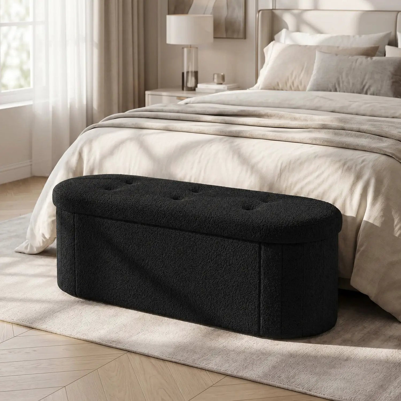 43" Folding Storage Ottoman Bench with Dividers - Teddy Fleece by DirectDeals
