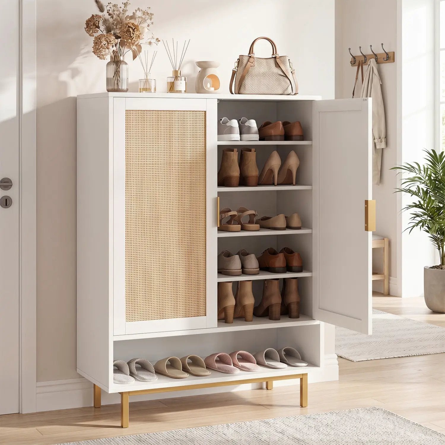 6-Tier Tall Shoe Cabinet with Double Doors - 43 Inch by DirectDeals