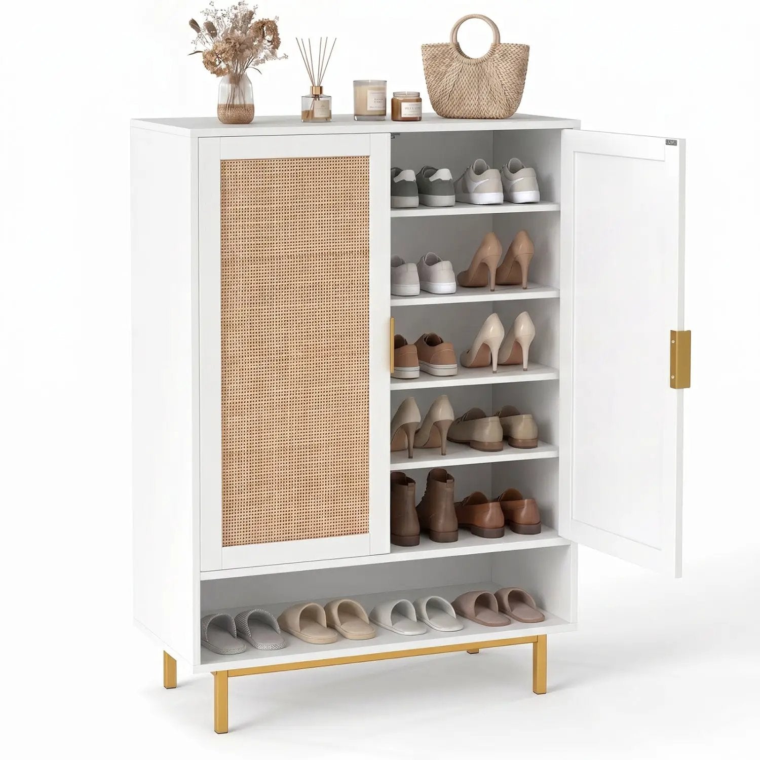 6-Tier Tall Shoe Cabinet with Double Doors - 43 Inch by DirectDeals