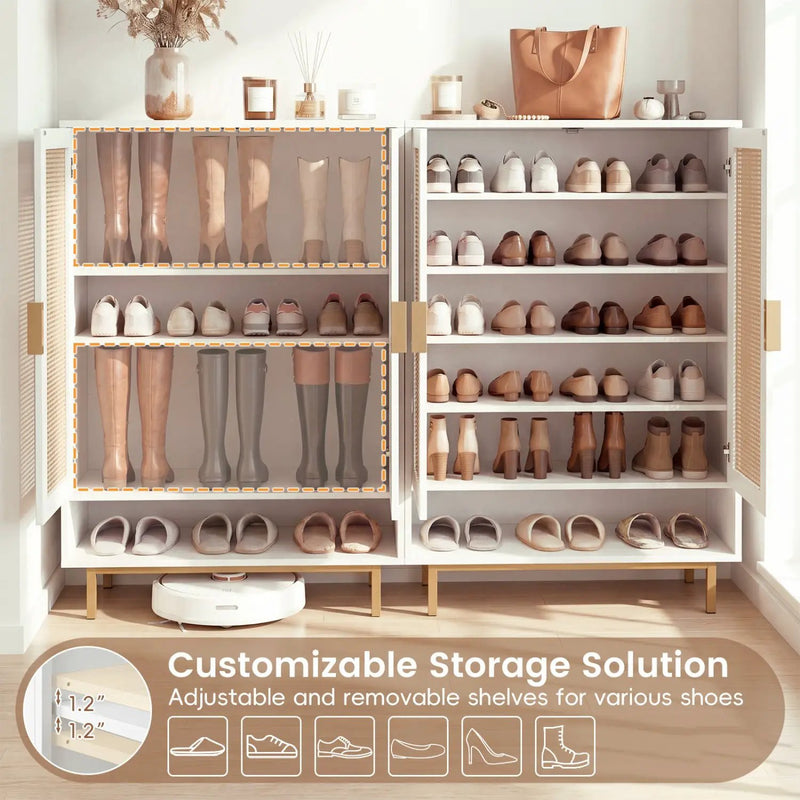 6-Tier Tall Shoe Cabinet with Double Doors - 43 Inch by DirectDeals
