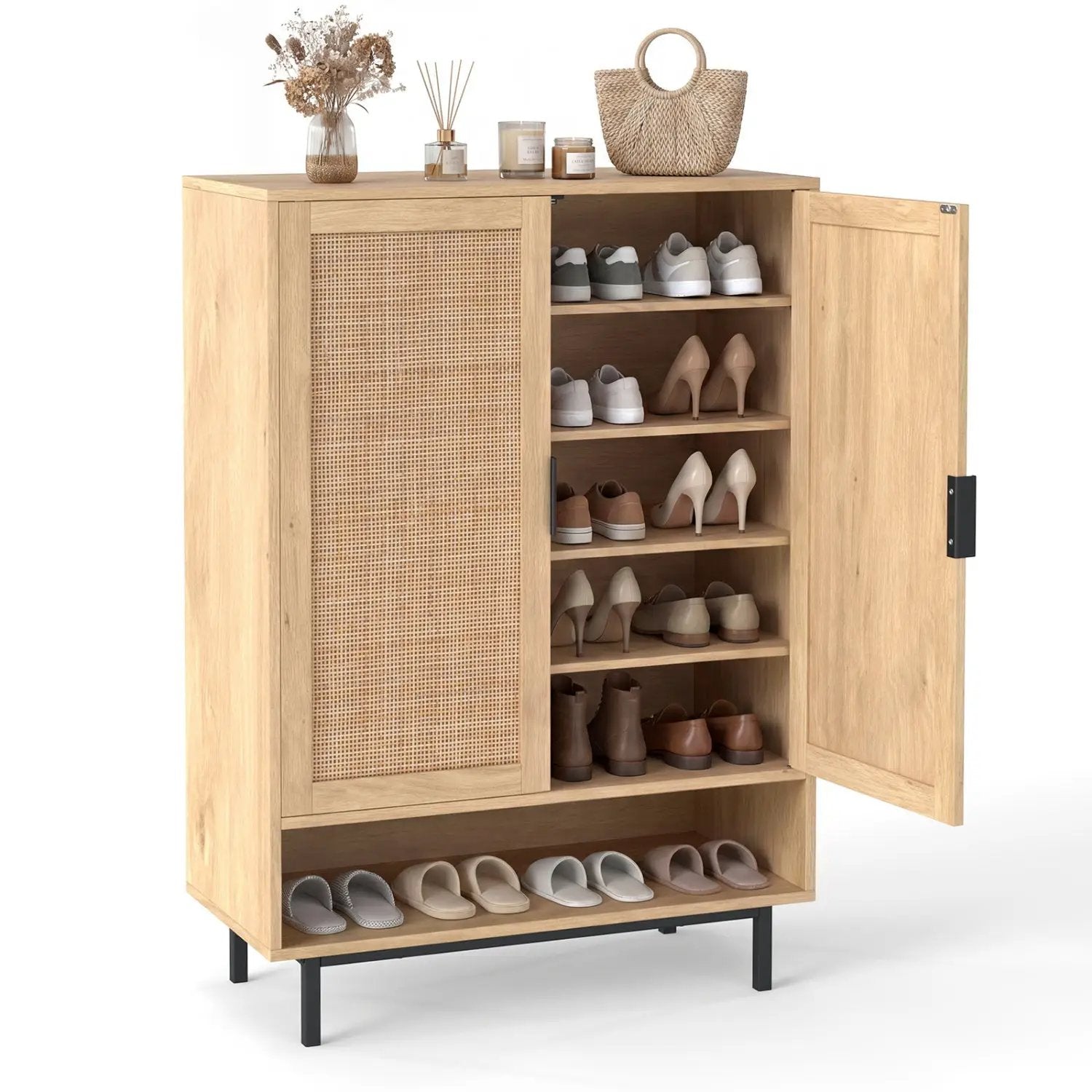 6-Tier Tall Shoe Cabinet with Double Doors - 43 Inch by DirectDeals