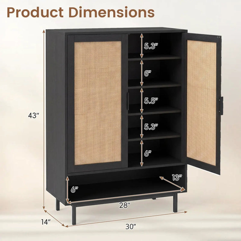6-Tier Tall Shoe Cabinet with Double Doors - 43 Inch by DirectDeals