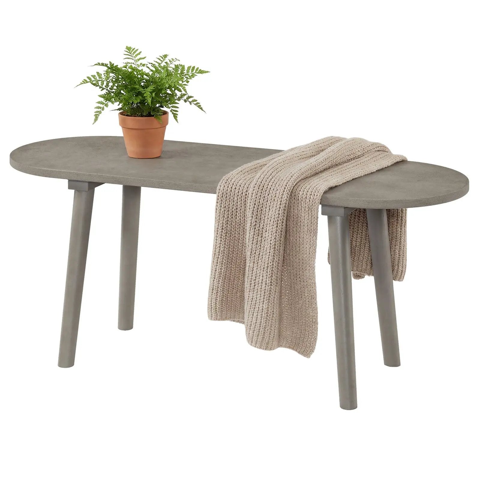 43 Inch Solid Wood Farmhouse Dining Bench Rustic Wooden Entryway Bench with Rubber Wood Legs-Gray by DirectDeals