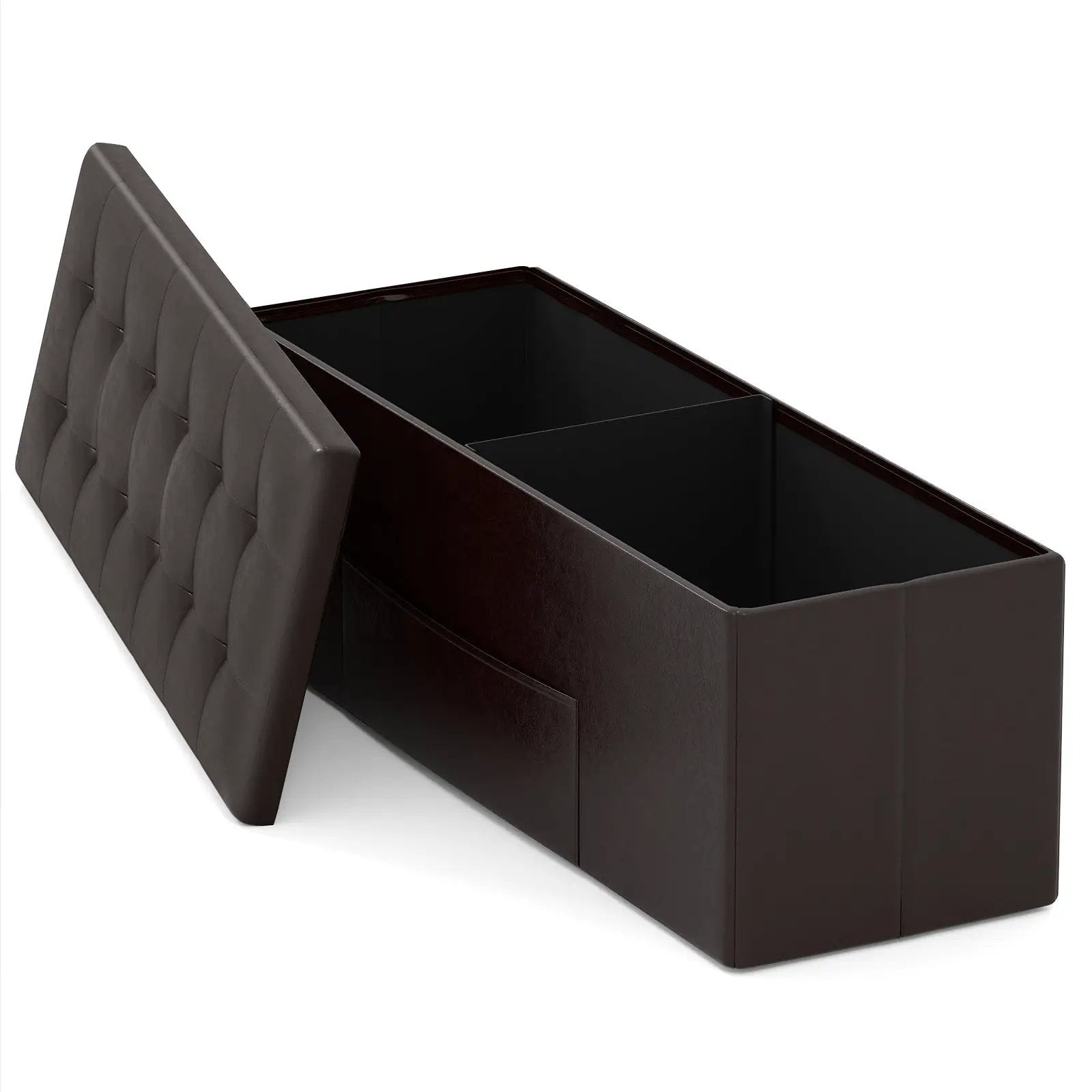 43 Inches Folding Storage Ottoman Bench Foot Rest Stool End of Bed Bench by DirectDeals