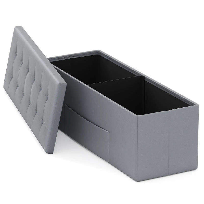 43 Inches Folding Storage Ottoman Bench Foot Rest Stool End of Bed Bench by DirectDeals