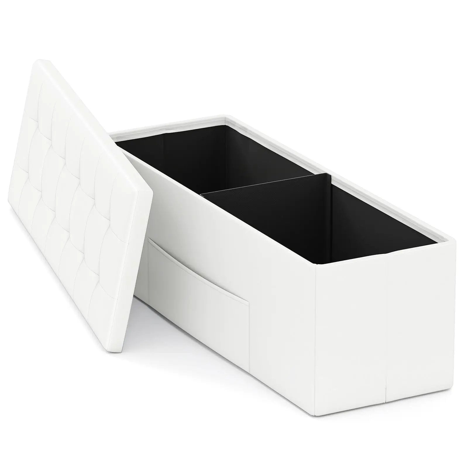 43 Inches Folding Storage Ottoman Bench Foot Rest Stool End of Bed Bench by DirectDeals