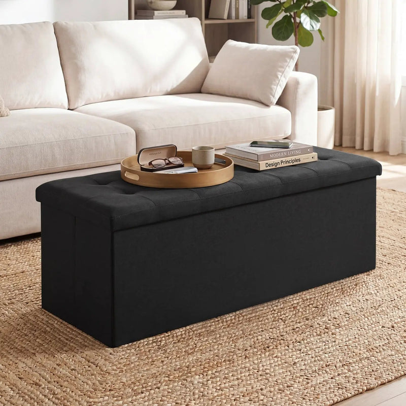 43" Folding Storage Ottoman Bench with Padded Seat by DirectDeals