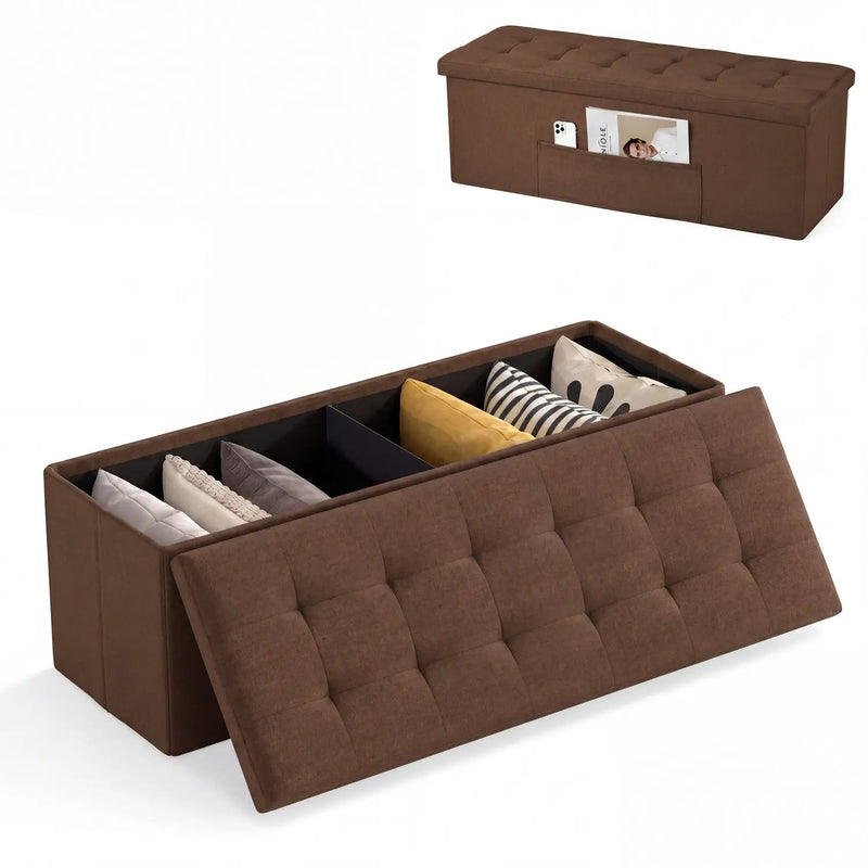 43-Inch Folding Storage Ottoman Bench with Padded Seat by DirectDeals
