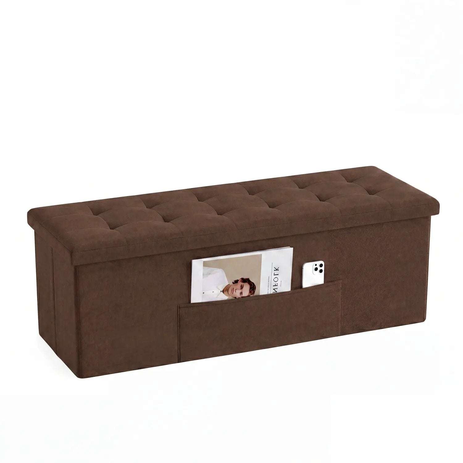 43-Inch Folding Storage Ottoman Bench with Padded Seat by DirectDeals