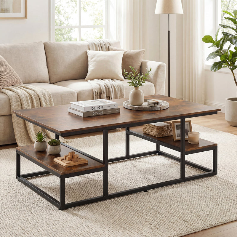 43" Rectangle Coffee Table with Storage and Open Shelves by DirectDeals
