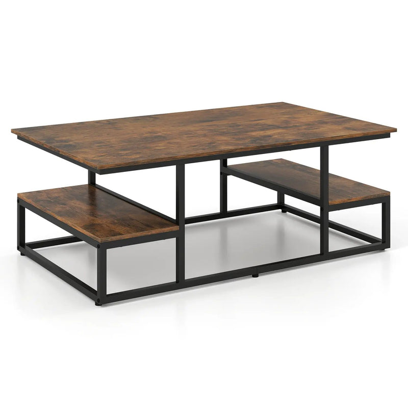 43" Rectangle Coffee Table with Storage and Open Shelves by DirectDeals