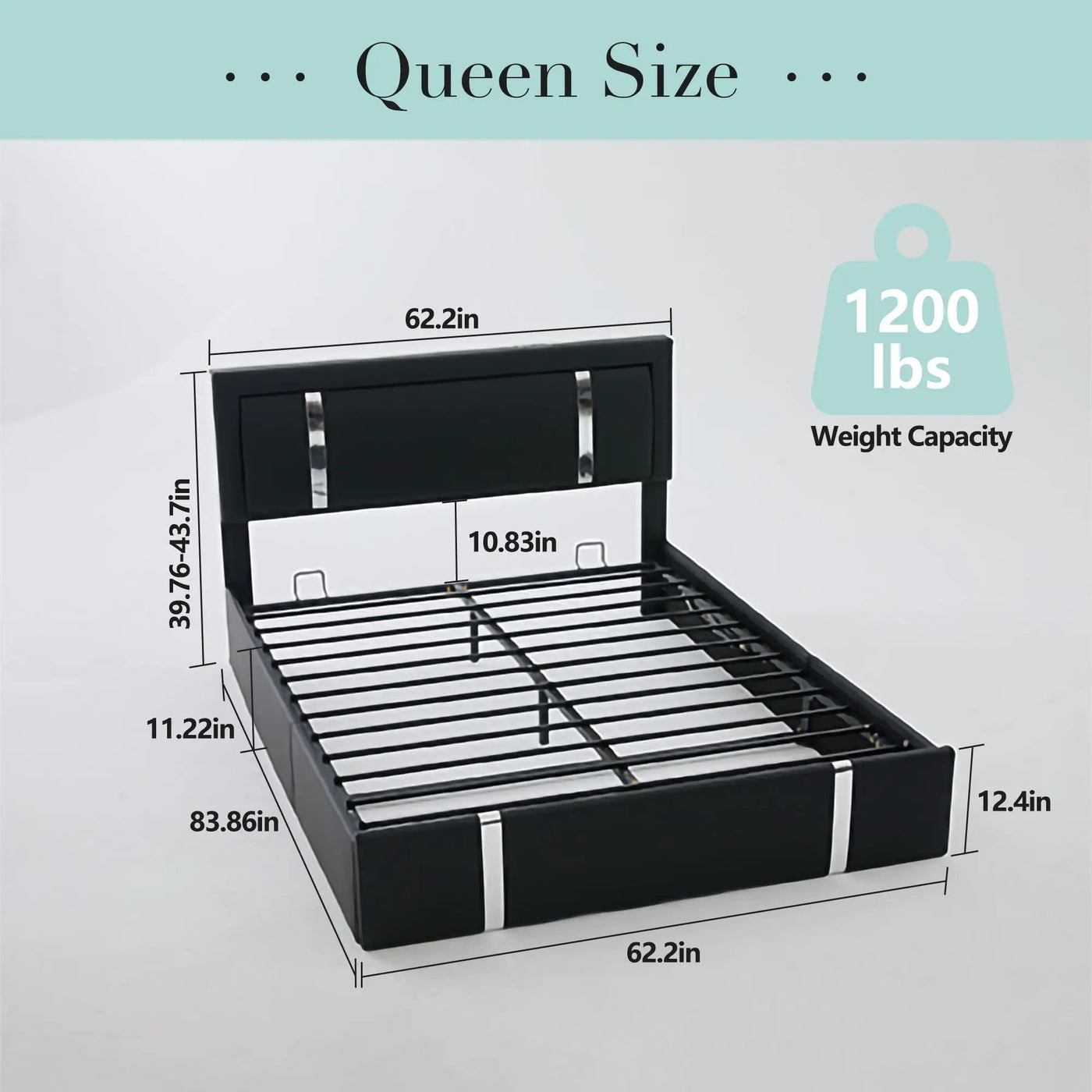 Upholstered Platform Bed Frame With Adjustable LED Headboard, USB C-Charging, Hydraulic Lift by HouseOfZazla
