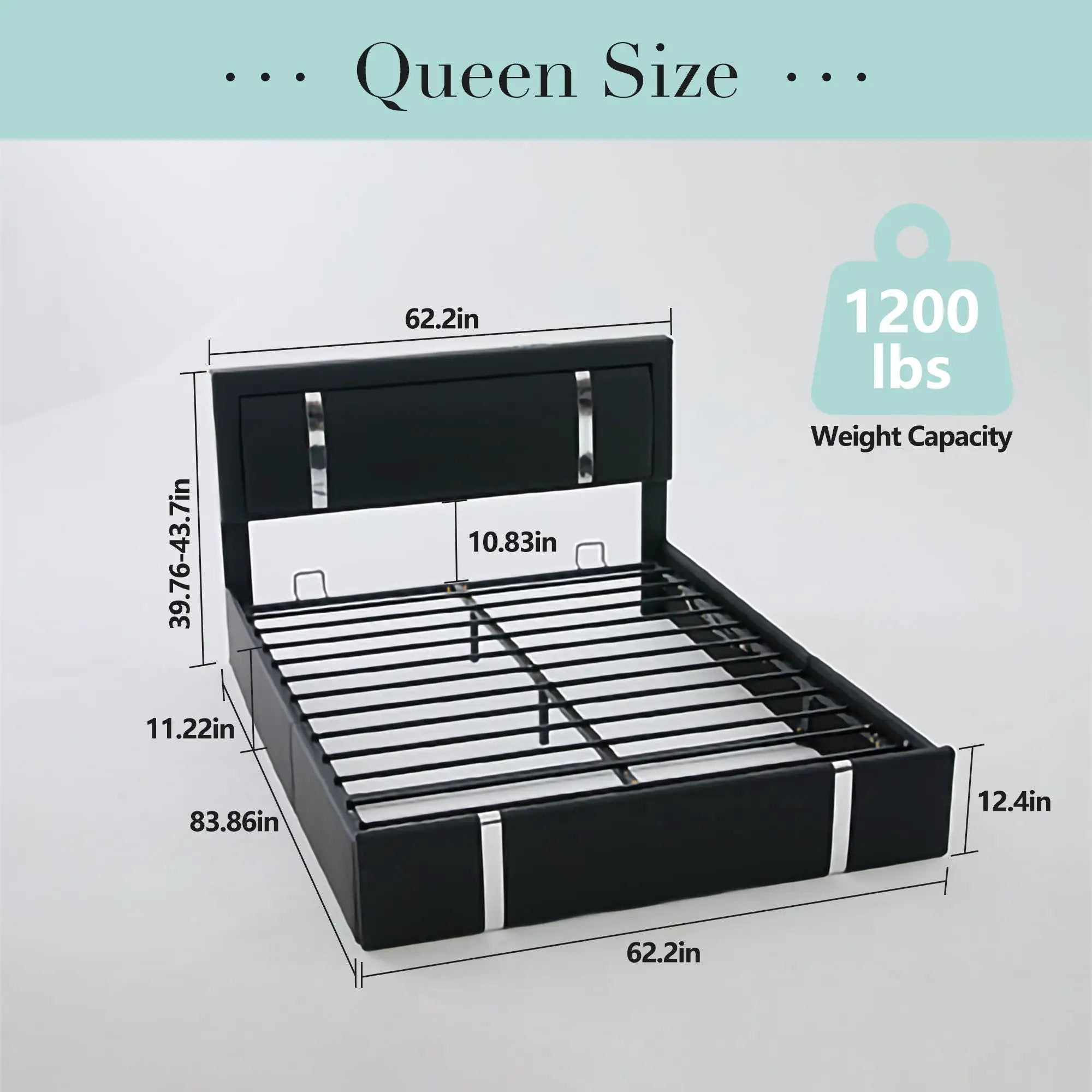 Upholstered Platform Bed Frame With Adjustable LED Headboard, USB C-Charging, Hydraulic Lift by Unique Piece Furniture