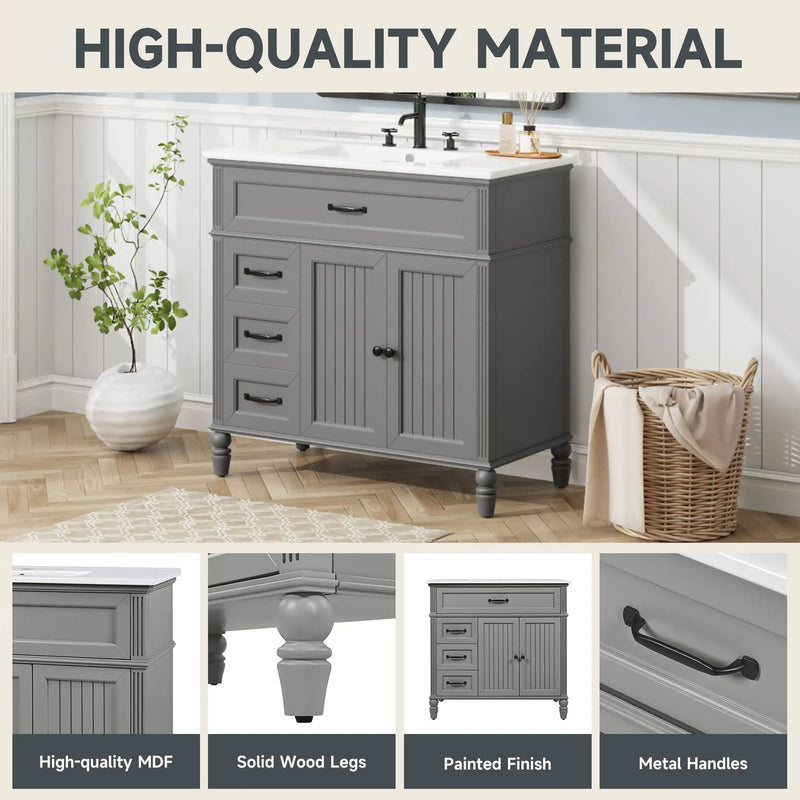Bathroom Vanity With Sink, Freestanding Cabinet & Drawers by HouseOfZazla