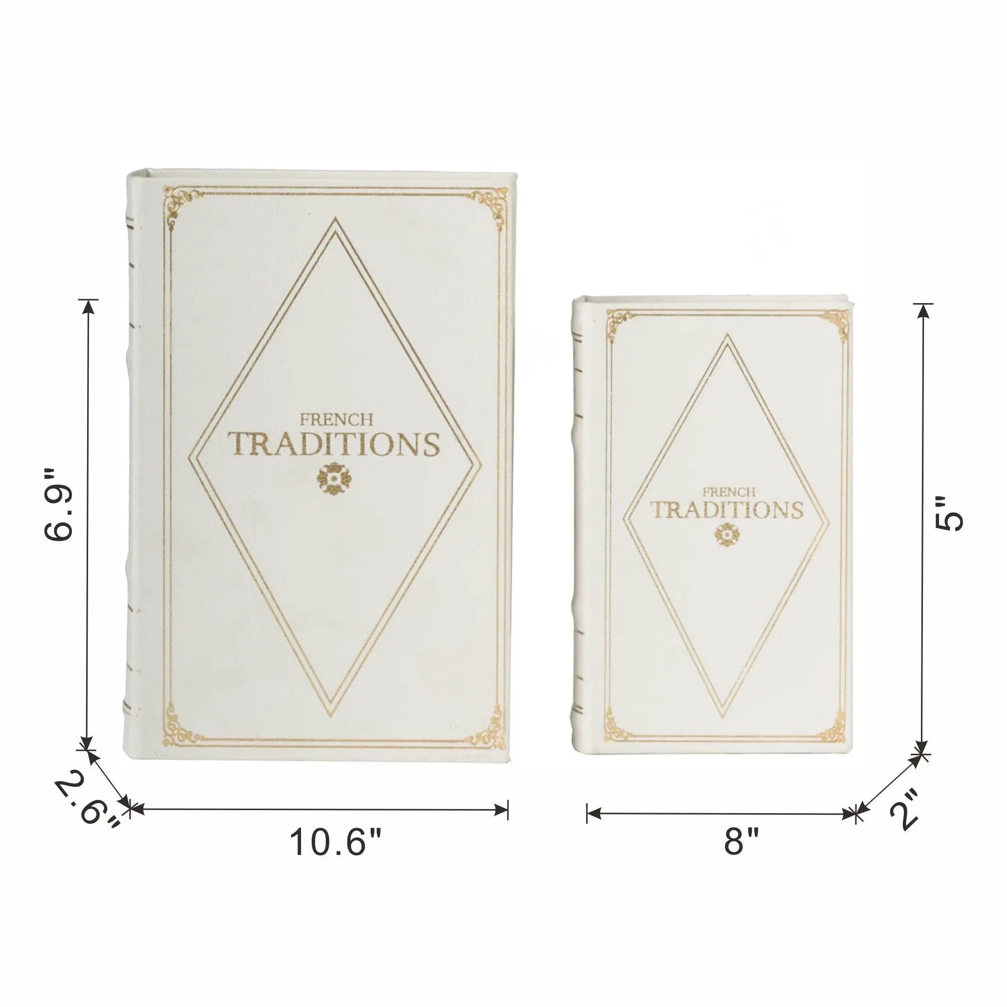 Book Boxes (Set of 2) - White / Gold by HouseOfZazla