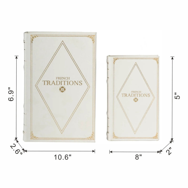 Book Boxes (Set of 2) - White / Gold by HouseOfZazla