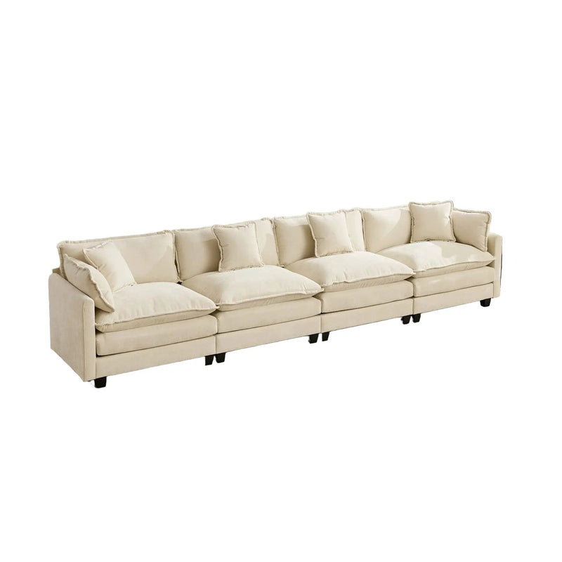 Cloud 4 Seats Sofa (Ottoman is not included) with Chenille Fabric in Beige by BLAKHOM