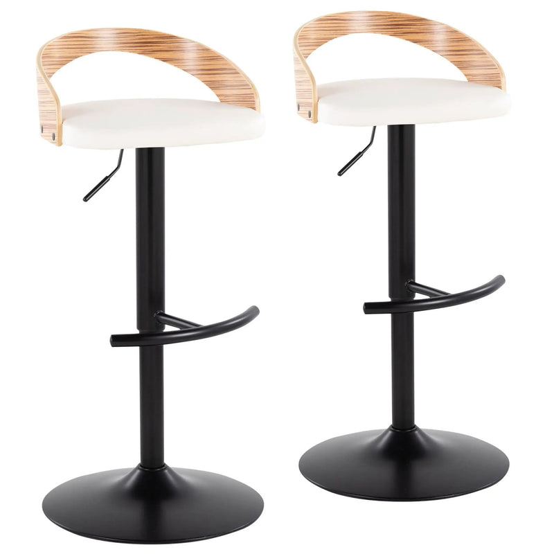 Grotto - Contemporary Adjustable Barstool With Swivel With Rounded T Footrest Elegant Design (Set of 2) by Unique Piece Furniture