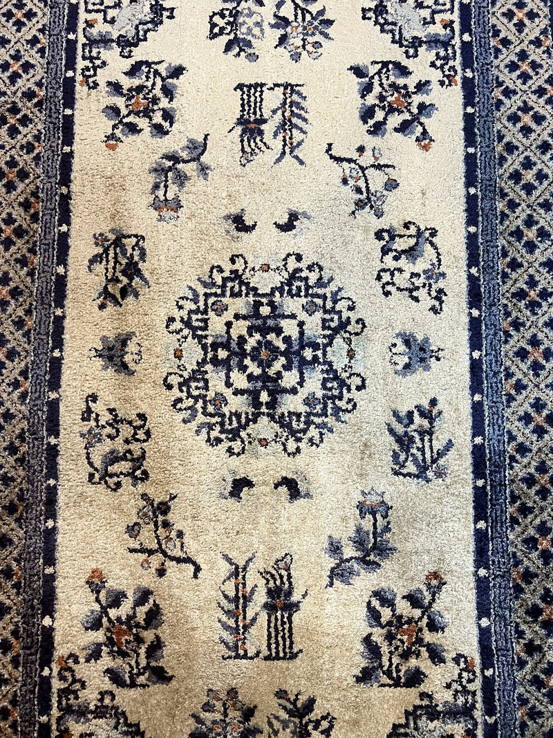 Silk Chinese Rug 3x5, Vintage Handmade Peking Carpet, Asian Oriental Art Deco Rug by Jewel Rugs