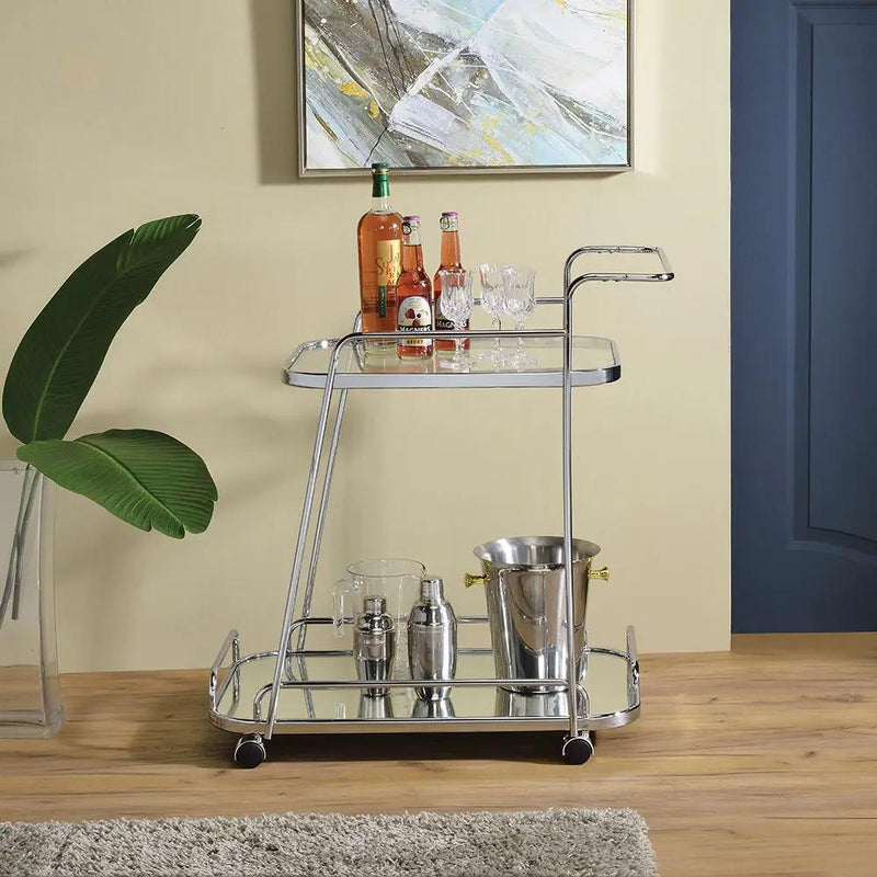 Aegis - Serving Cart - Clear Glass & Chrome by Unique Piece Furniture