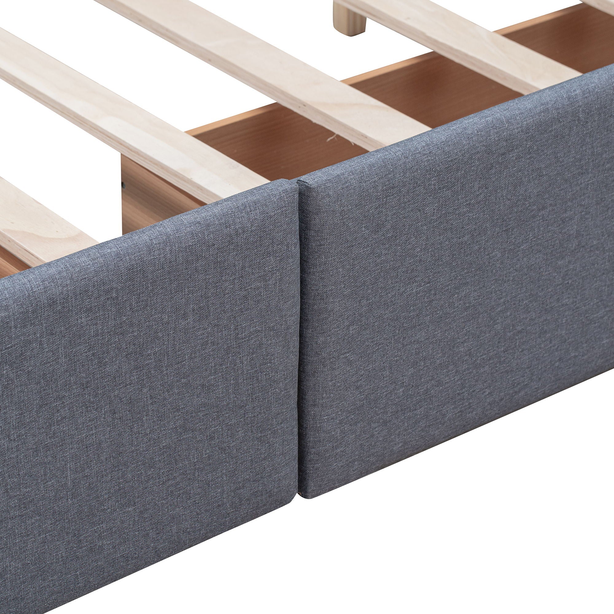 Upholstered Platform Bed With Classic Headboard And Drawers, No Box Spring Needed by HouseOfZazla