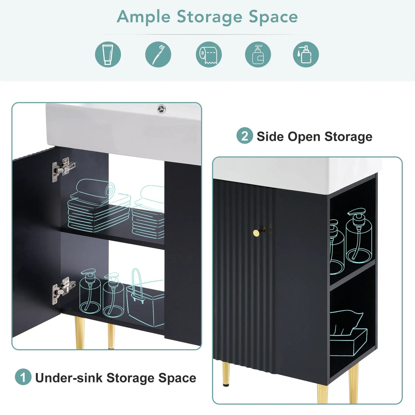 Bathroom Vanity, Combo Cabinet, Bathroom Storage Cabinet, Single Ceramic Sink by Unique Piece Furniture